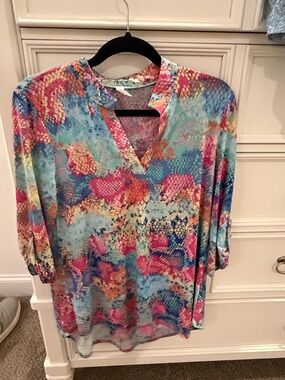 Women’s Multicolor V-Neck Print Blouse
